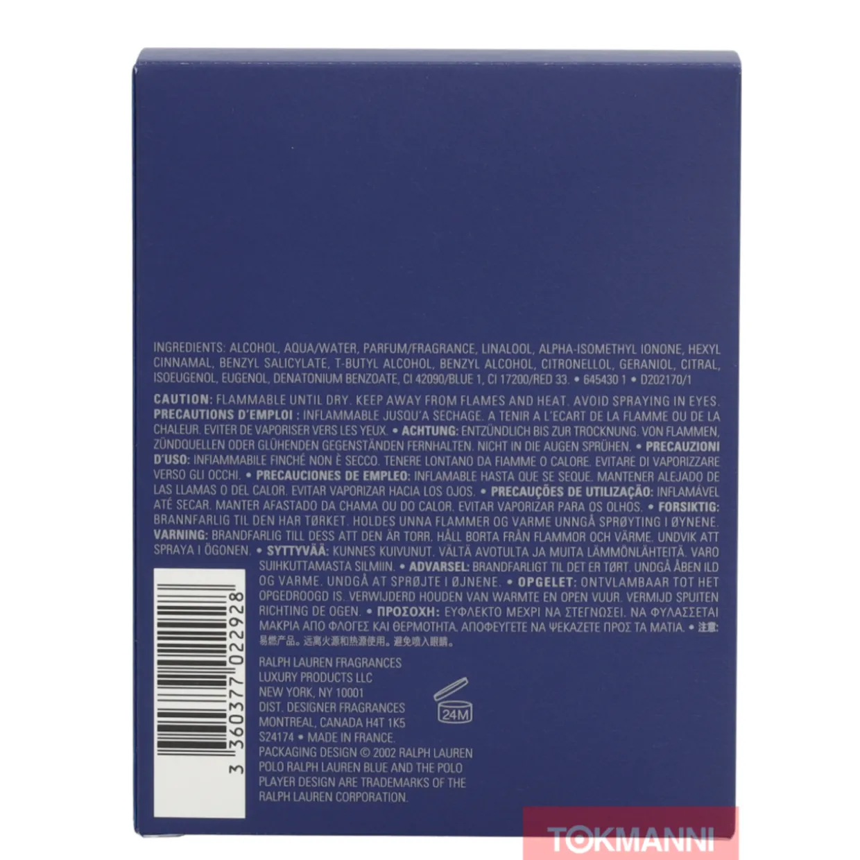 Ralph Lauren Polo Blue Edt Spray 125ml