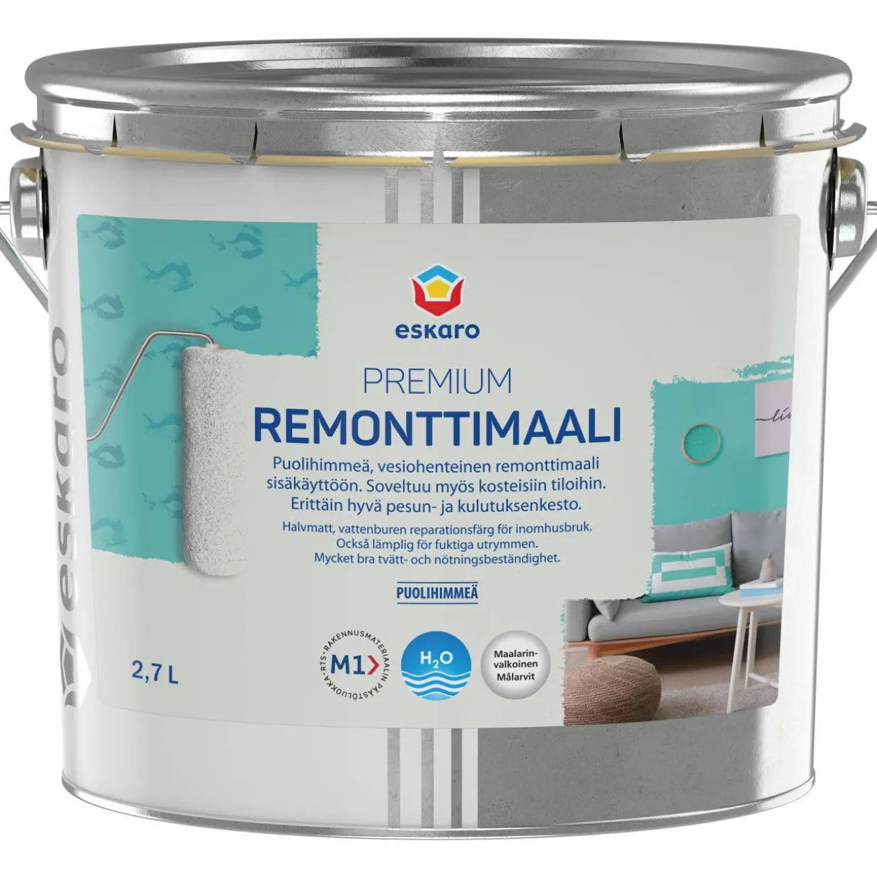 Remonttimaali Eskaro Premium maalarinvalkoinen 2,7 l
