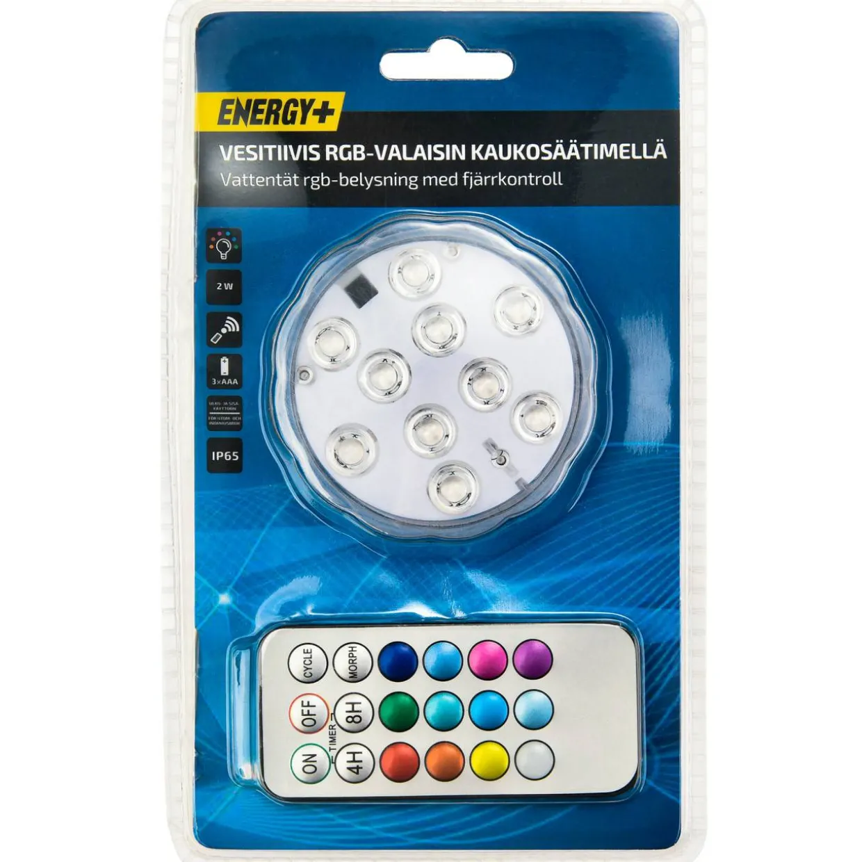 RGB LED-valaisin vesitiivis 3xAAA