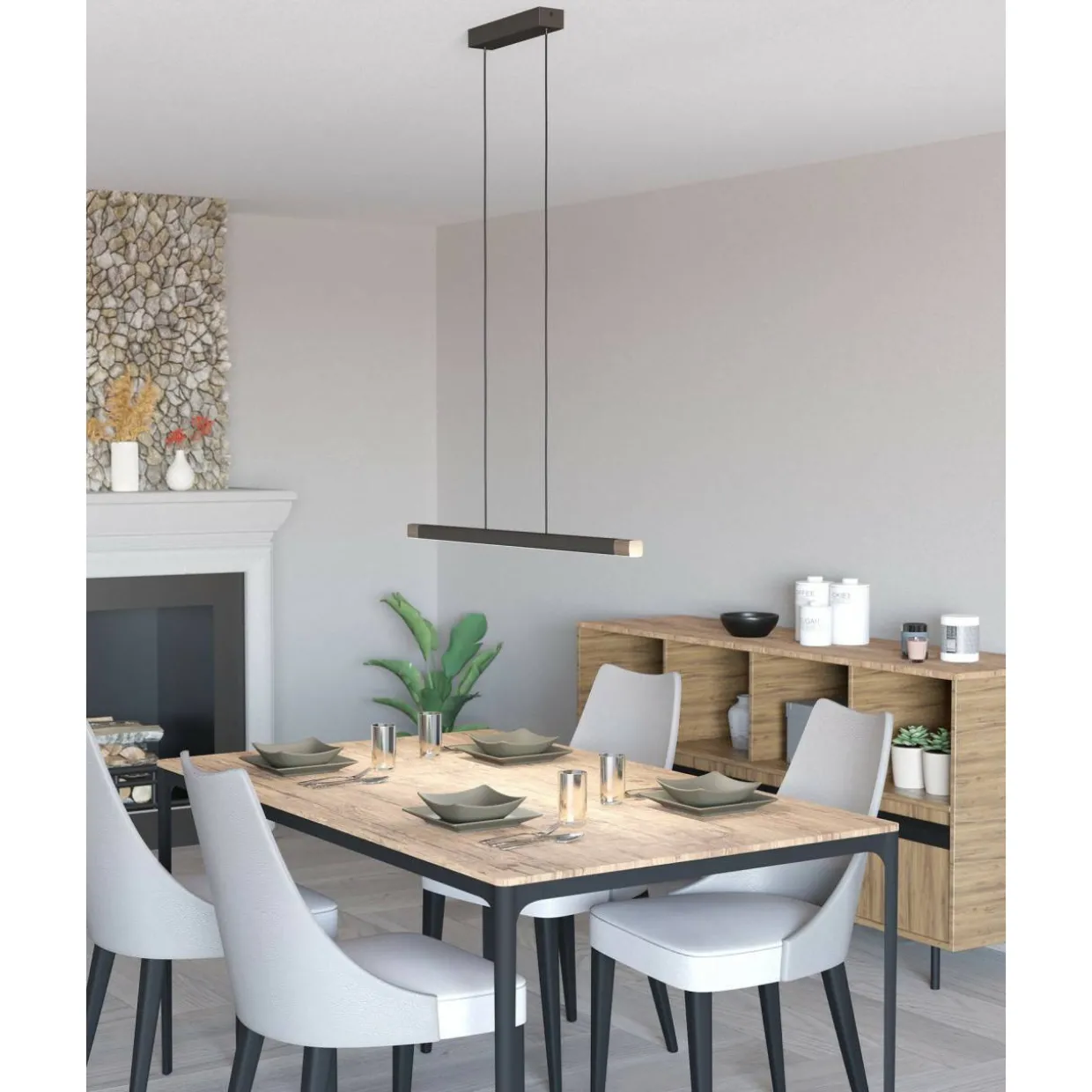 Riippuvalaisin EGLO Lisciana led 18W 87,5x3,5cm puu/harmaa/valkoinen