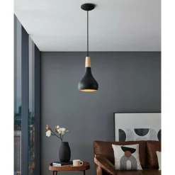 Riippuvalaisin EGLO Sabinar 40W Ø18cm musta/puu