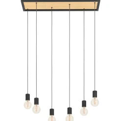 Riippuvalaisin 6-os EGLO Consett 6x40W 78x25cm vaalea puu/musta