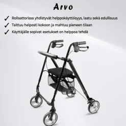 Rollaattori Arvo kevyt, musta
