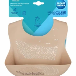 Ruokalappu Canbol Babies silikoni taskullinen beige