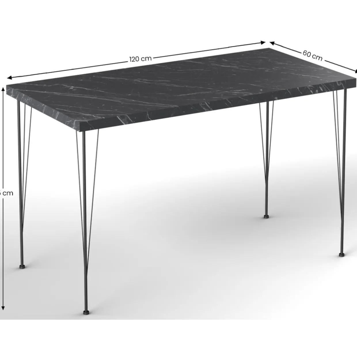Ruokapöytä Chic Home 120 cm Noora + 4 tuolia, musta