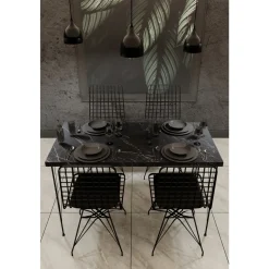Ruokapöytä Chic Home 120 cm Noora + 4 tuolia, musta