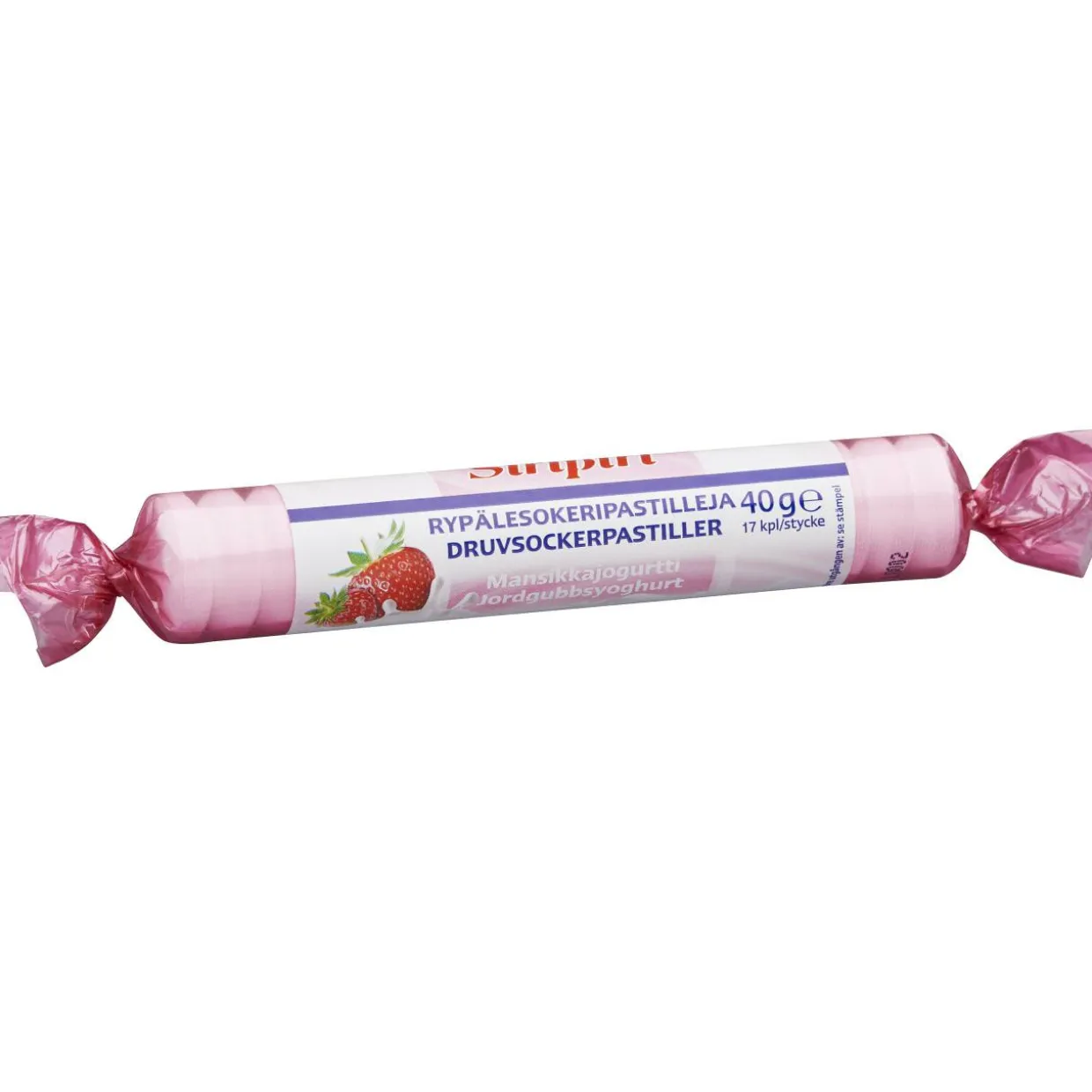 Rypälesokeripastilli 40 g mansikkajogurtti