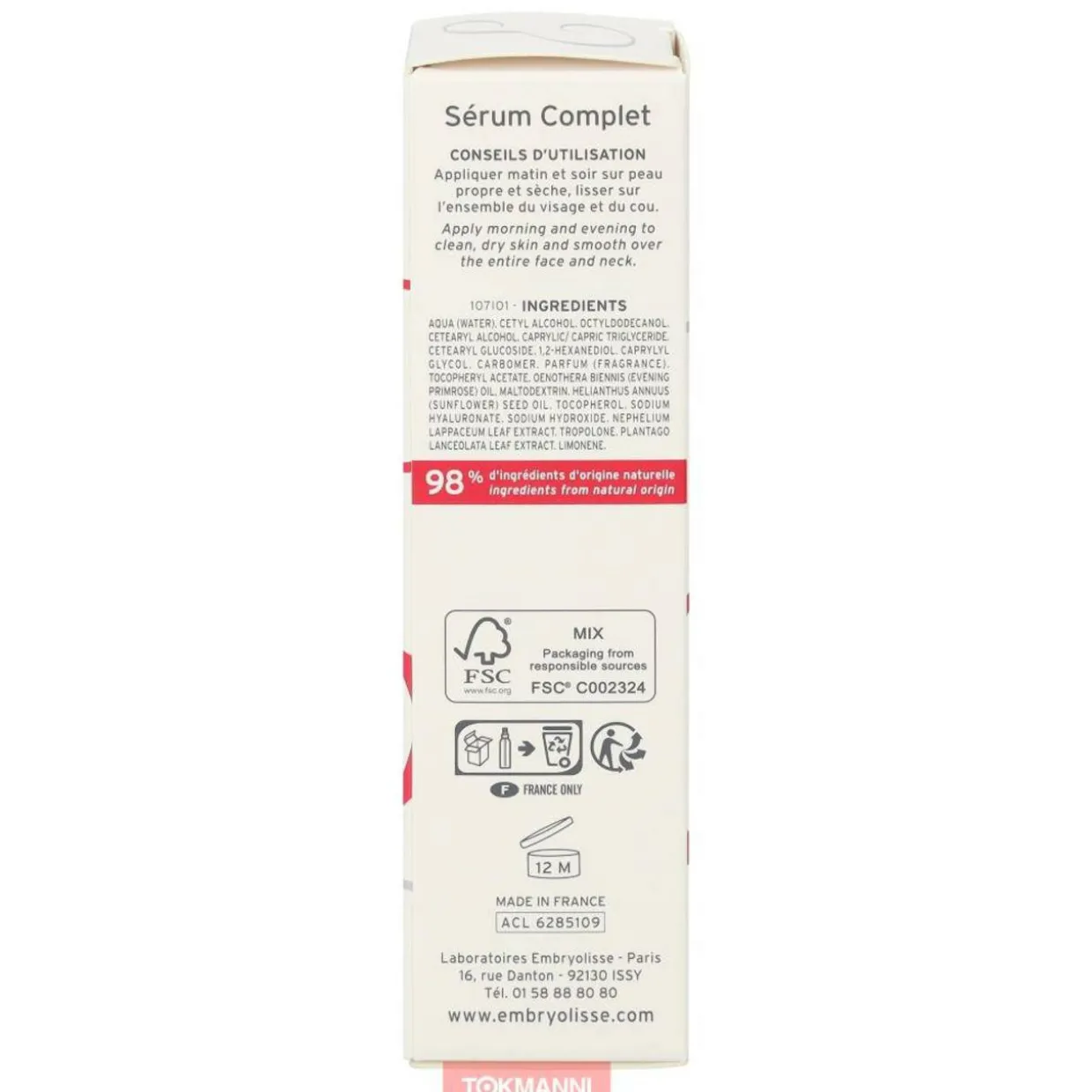 Seerumi, Embryolisse 30 ml Complete