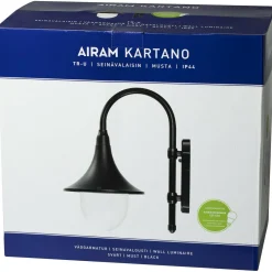 Seinävalaisin Airam Kartano Trumpet IP44 E27 PCC BK