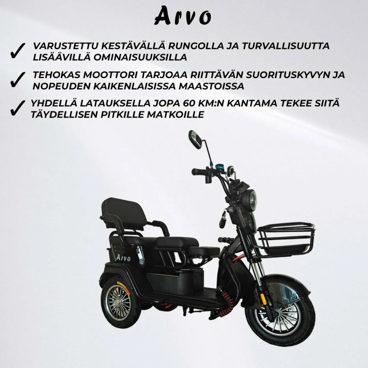 Senioriskootteri Arvo P200 musta