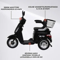 Senioriskootteri Arvo P300 musta