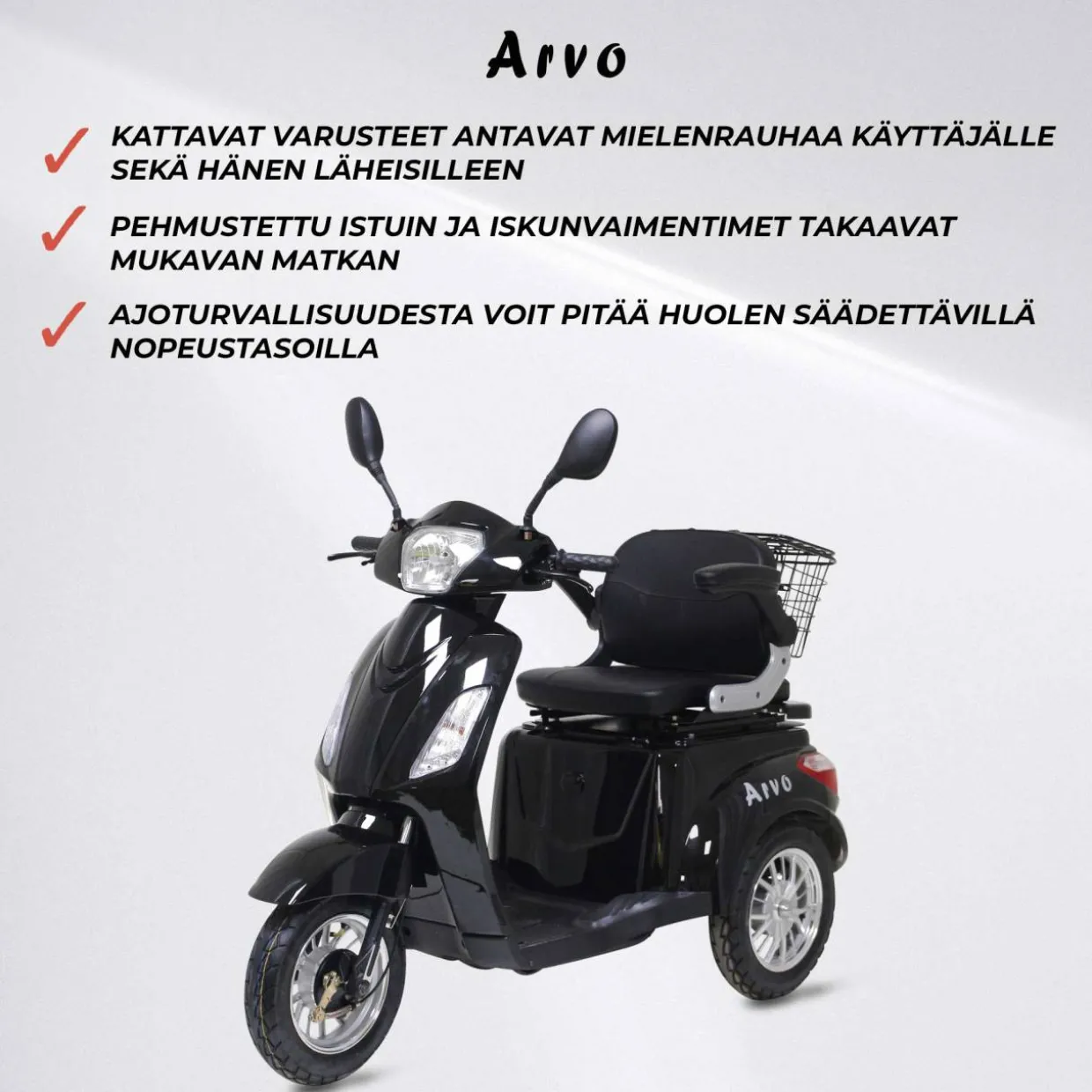 Senioriskootteri Arvo P300 musta