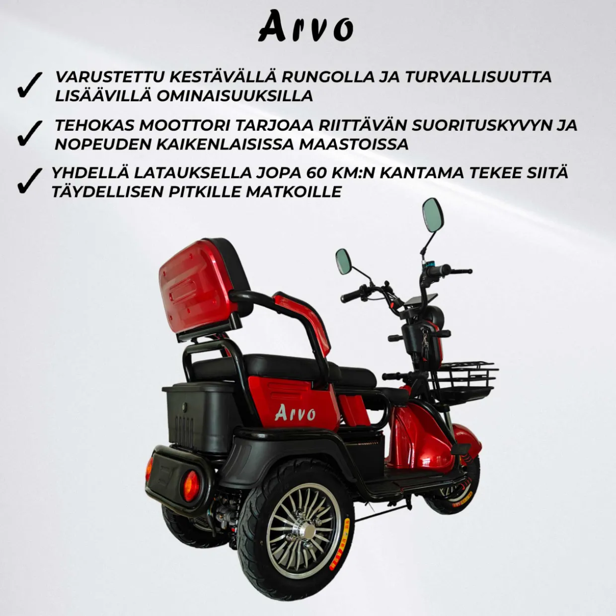 Senioriskootteri Arvo P200 punainen