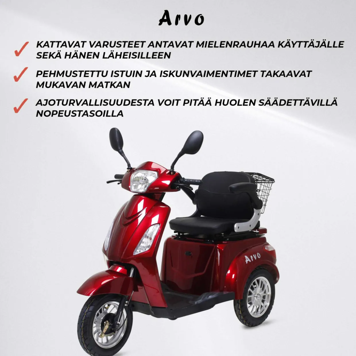 Senioriskootteri Arvo P300 punainen