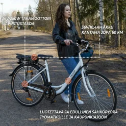 Sähköpyörä Swoop Classic 28", naisten, valkoinen