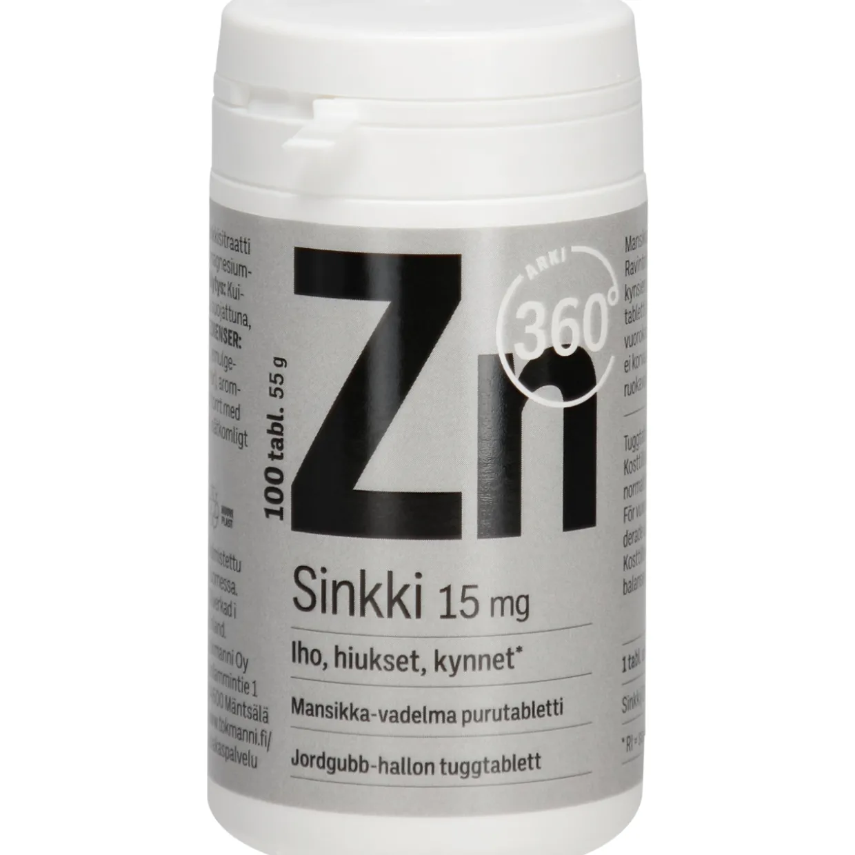 Sinkki Arki 360° 100 kpl 15 mg mansikka-vadelma