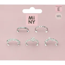 Sormussetti Miny 5 kpl hopeanvärinen M/L
