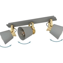 Spottivalaisin 3-os EGLO Twicken 2x40W 59x20,5cm harmaa/kulta