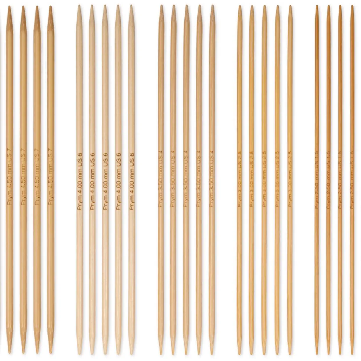 Sukkapuikkosetti Prym 20 cm 2,5-4,5 mm bambua