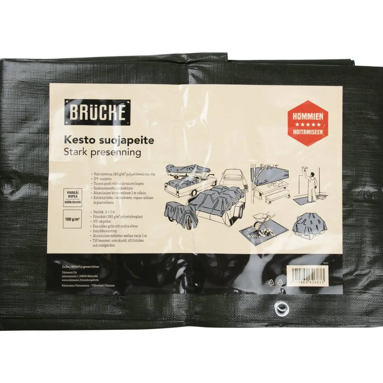 Suojapeite 180 g / m² 8 x 12 m hopea/vihreä