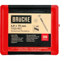 Terassiruuvi Brücke 4,8 x 75 mm, A4, 200 kpl