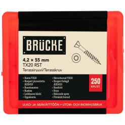 Terassiruuvi Brücke 4,2 x 55 mm, AISI410 + Ruspert, 250 kpl, ruskea