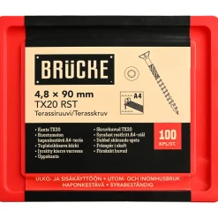 Terassiruuvi Brücke 4,8 x 90 mm, A4, 100 kpl