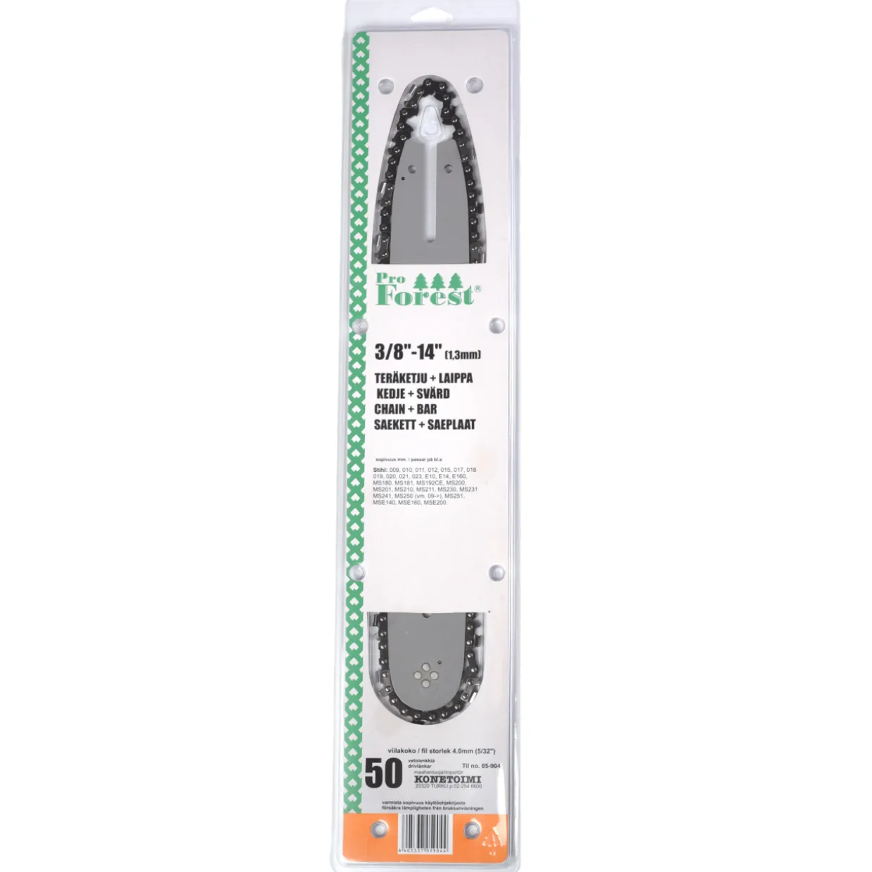 Teräketju + laippa, 3/8-14"-1,3 mm (ST)