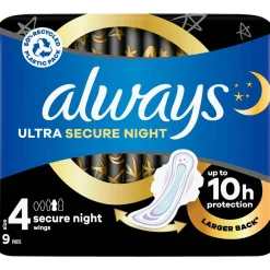 Terveysside Always 9 kpl Ultra Secure Night 4