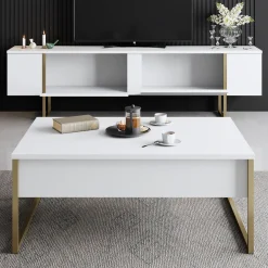 TV-taso Chic Home 180 cm Lyydia valkoinen/kulta