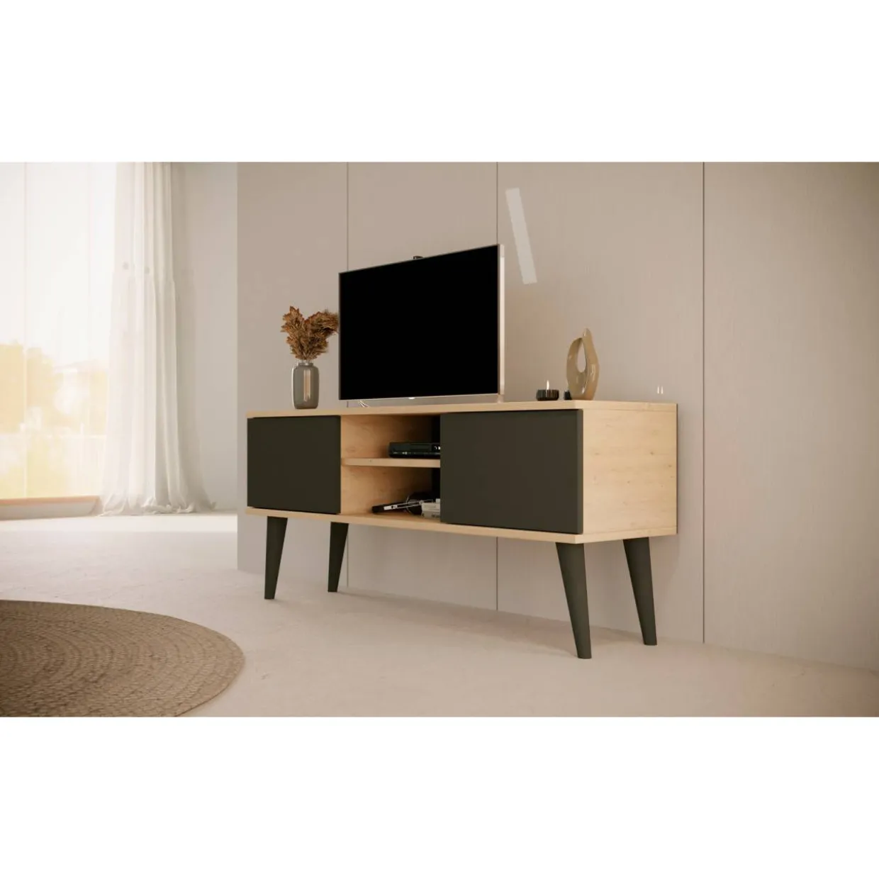 TV-taso Kocot 120 cm Toronto musta/beige