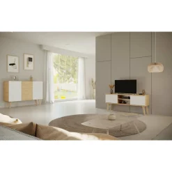 TV-taso Kocot 120 cm Toronto valkoinen/beige