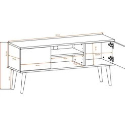 TV-taso Kocot 120 cm Toronto valkoinen/beige
