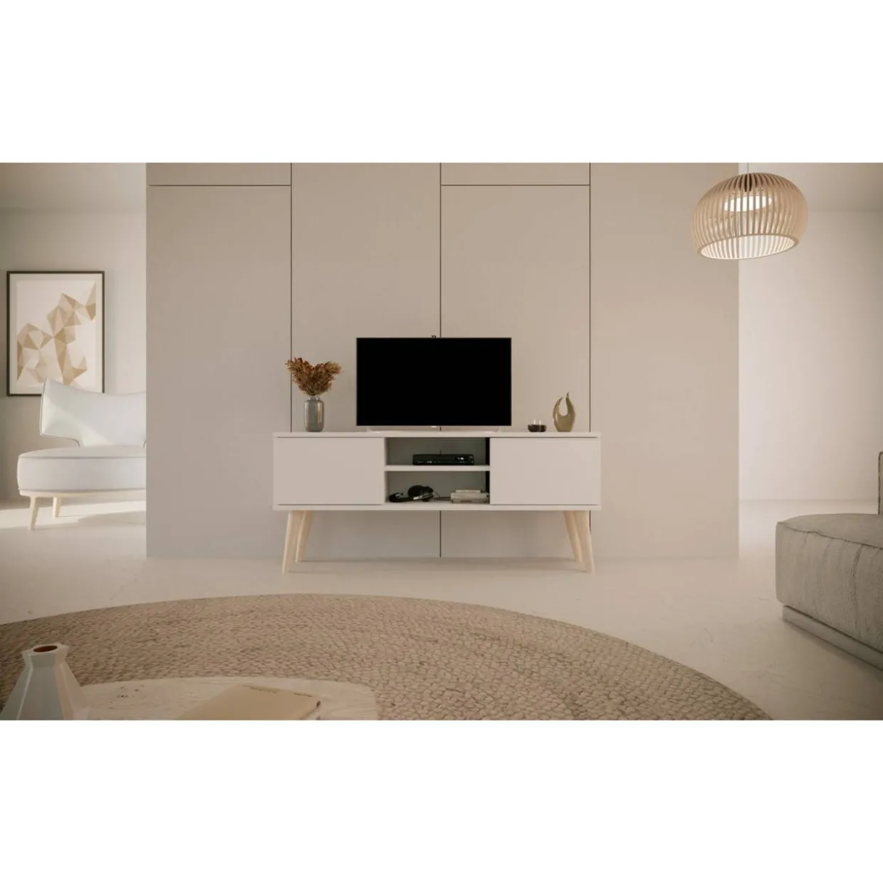 TV-taso Kocot 120 cm Toronto valkoinen