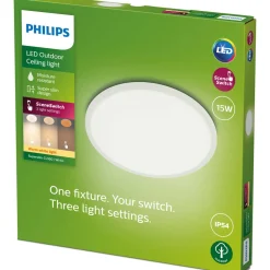 Ulkokattovalaisin Philips SuperSlim SceneSwitch valkoinen 15W 27K IP54