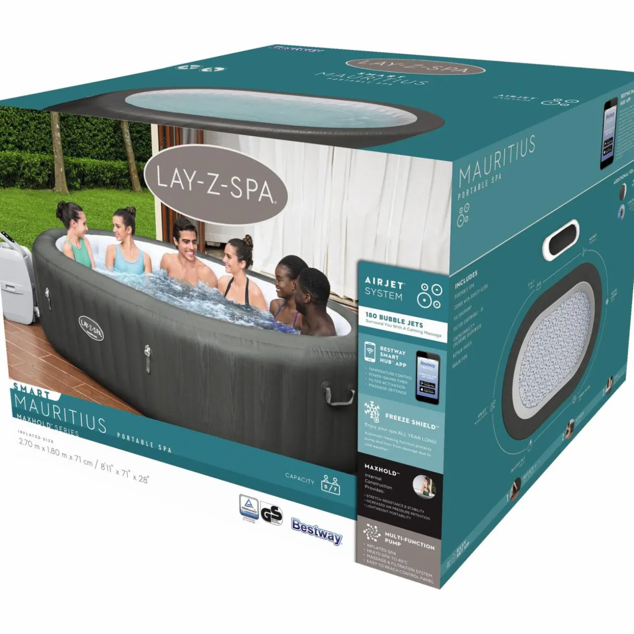 Ulkoporeallas Bestway Lay-Z-Spa Mauritius AirJet, 5-7 hengelle