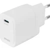 USB-C seinälaturi Deltaco 20 W valkoinen