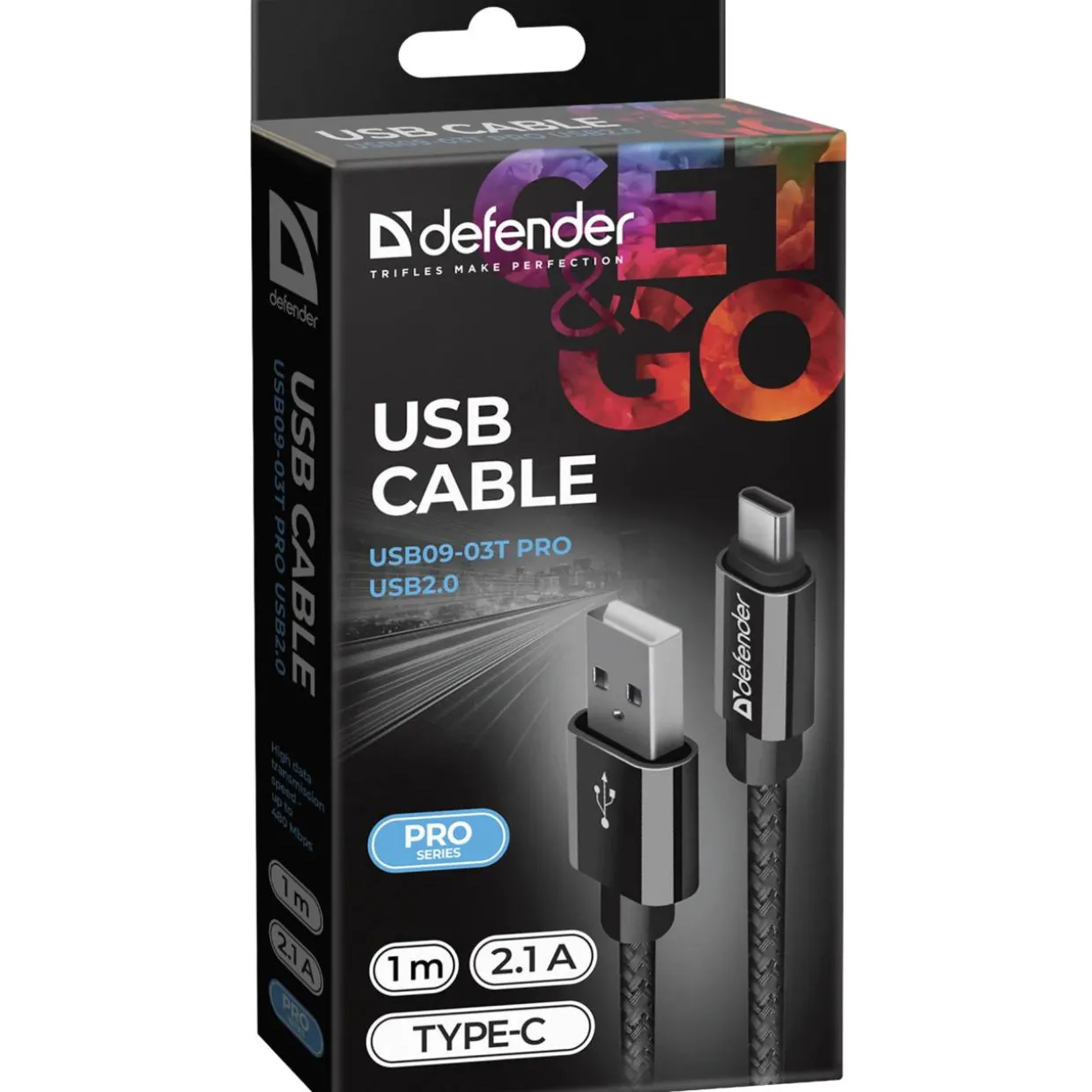 USB-kaapeli Defender AM-C 1 m, musta