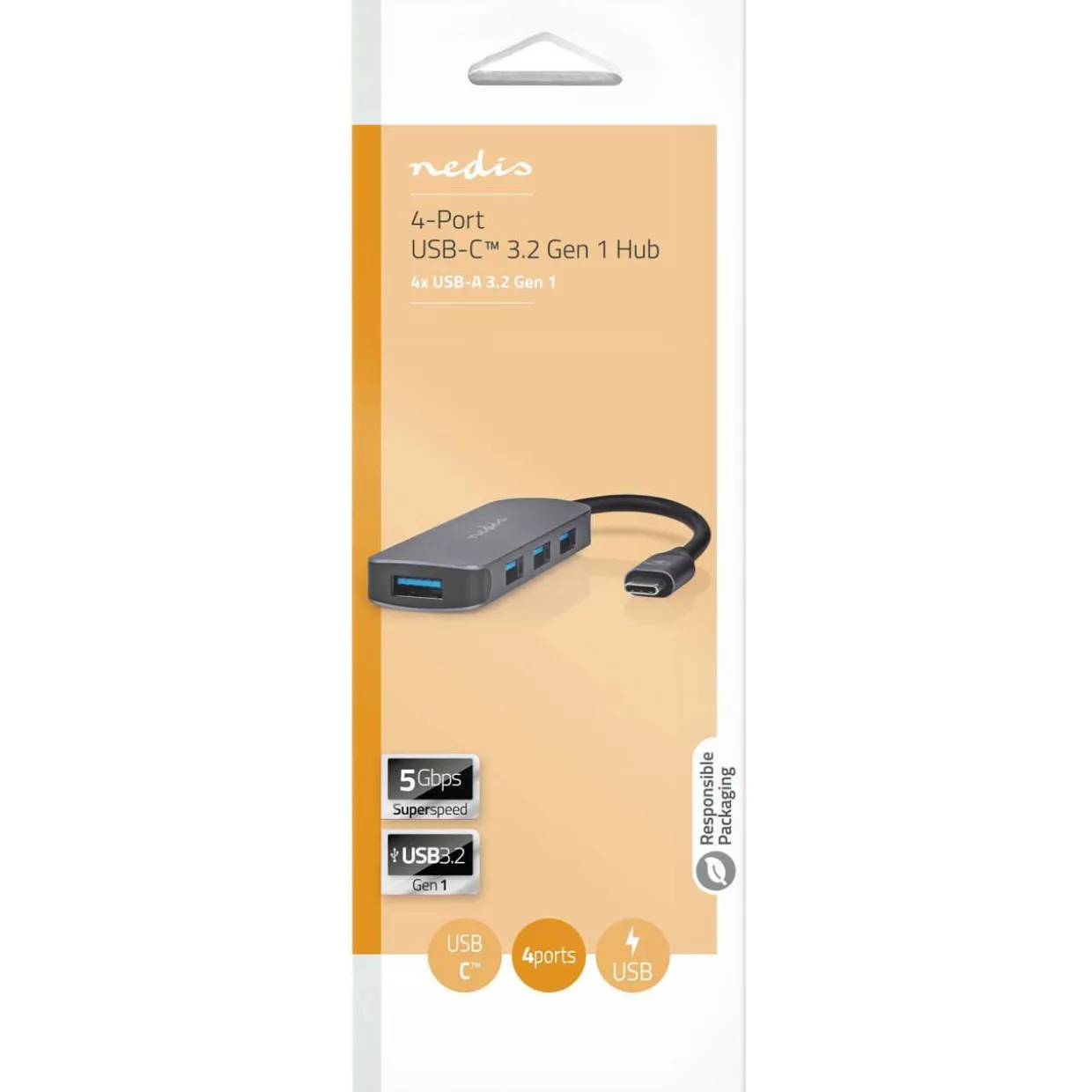 USB-keskitin Nedis USB-C - 4 x USB-A Naaras, Gen 1