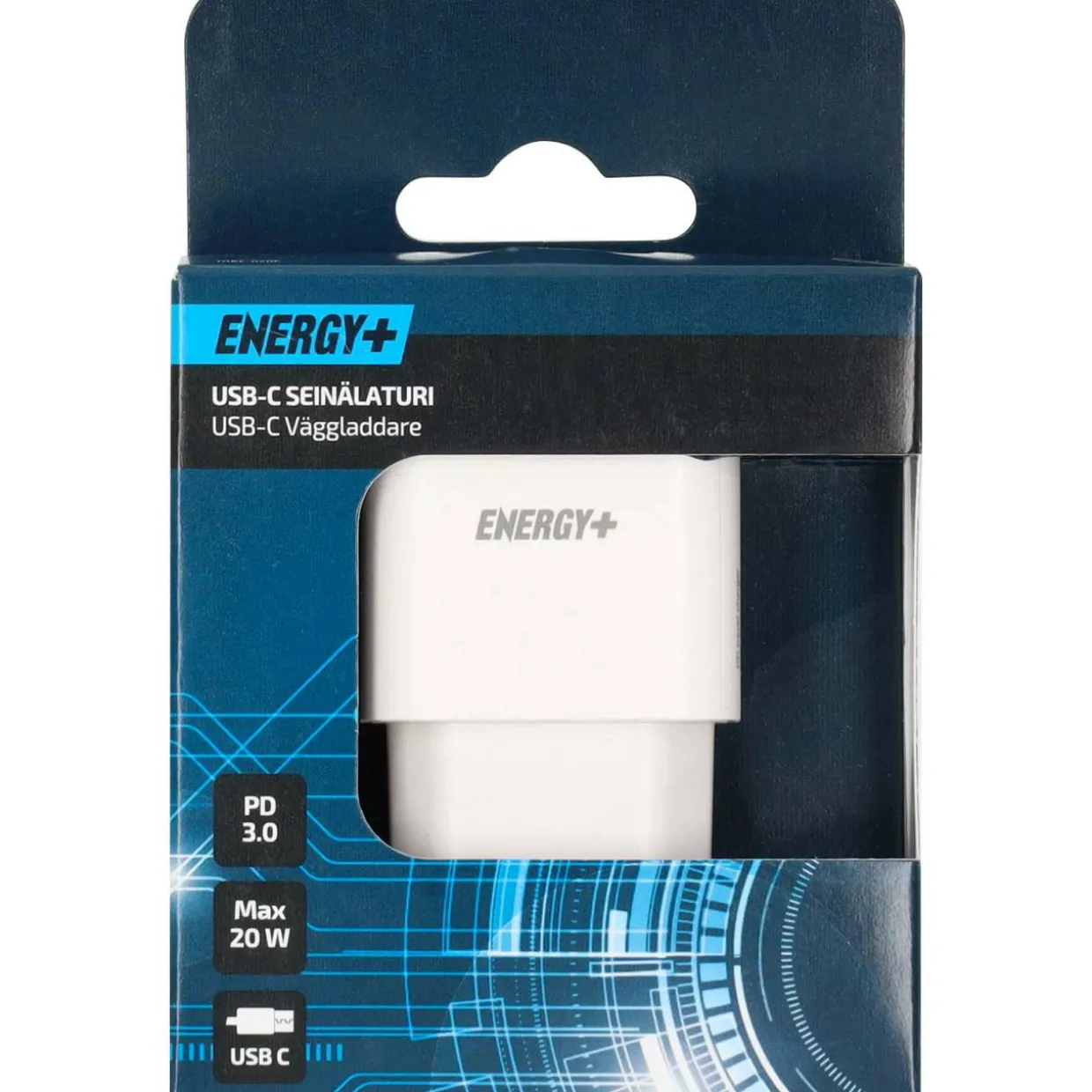 USB-verkkolaturi Energy+, 1 x USB-C PD 20 W