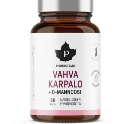 Vahva Karpalo + D-mannoosi Puhdistamo 60 kpl