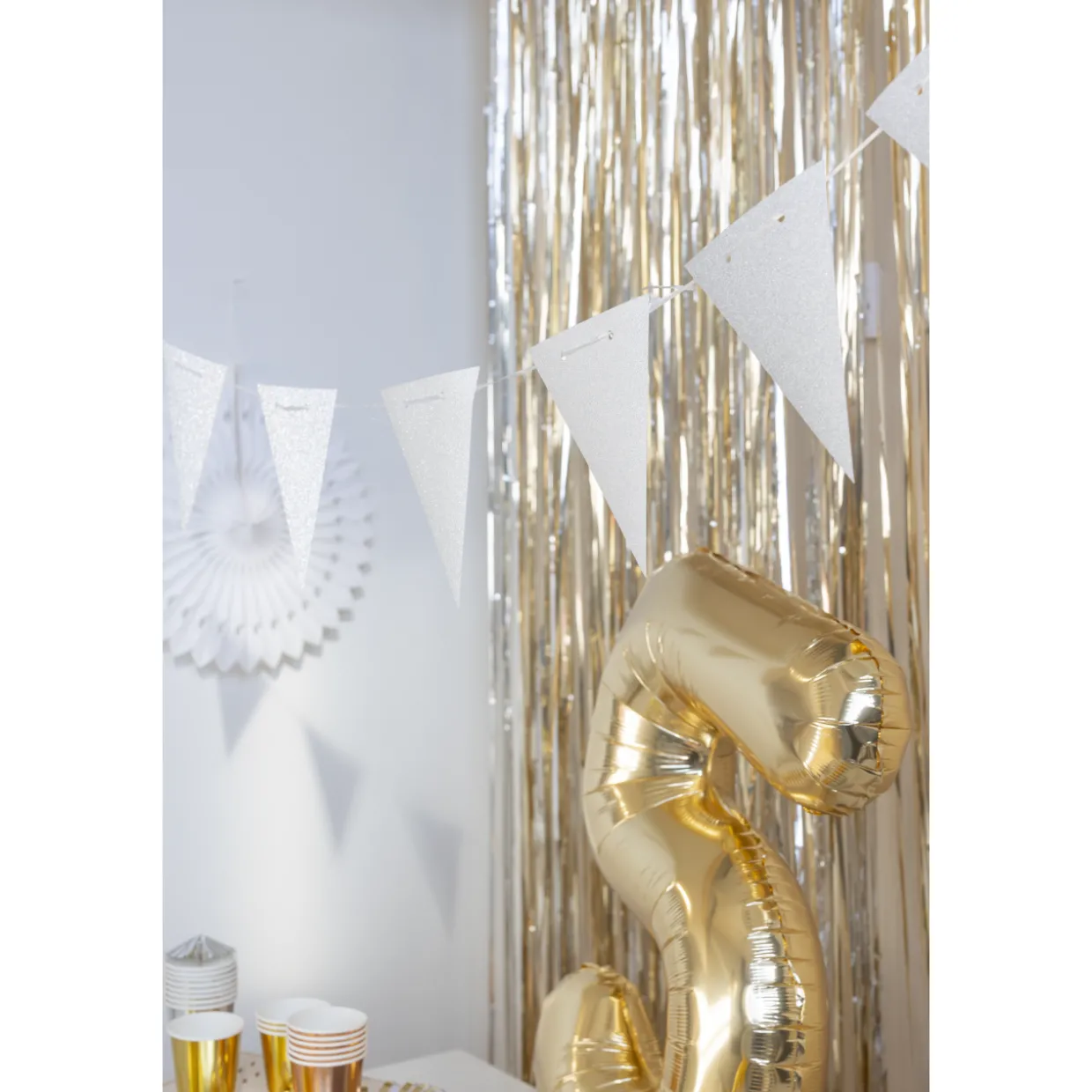 Viirinauha Let's Party 3 m glitter hopea