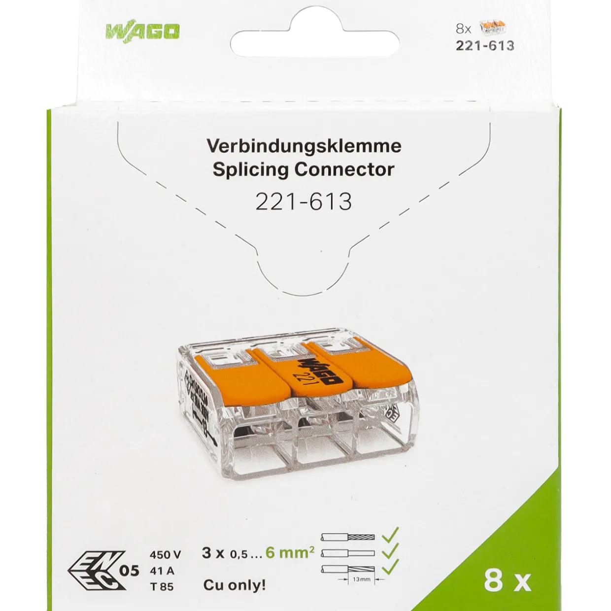 Vipuliitin Wago 5-napainen 6 mm2, 6 kpl