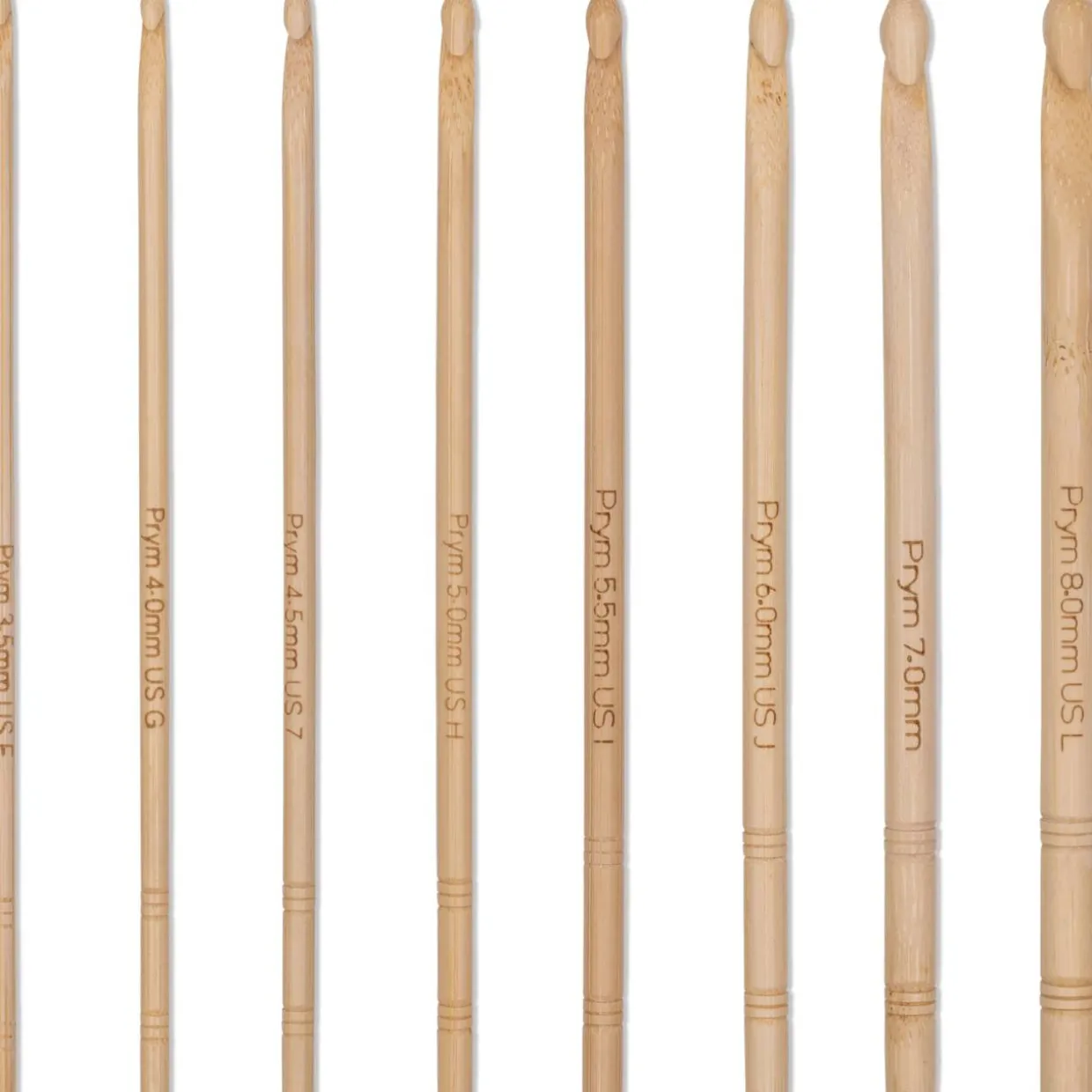 Virkkauskoukkusetti Prym 3,5-8,0 mm bambu kotelossa