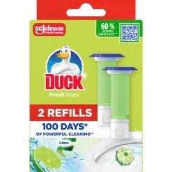 WC-raikastin Duck 2 x 36 ml täyttöpakkaus Fresh Discs Lime zest